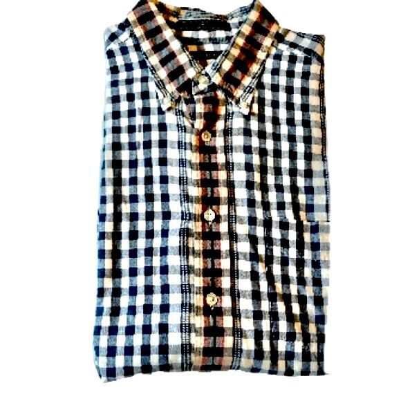 LEVIS Dockers Indigo Vintage 90s Button Up Shirt Mens Plaid Medium - Picture 5 of 12